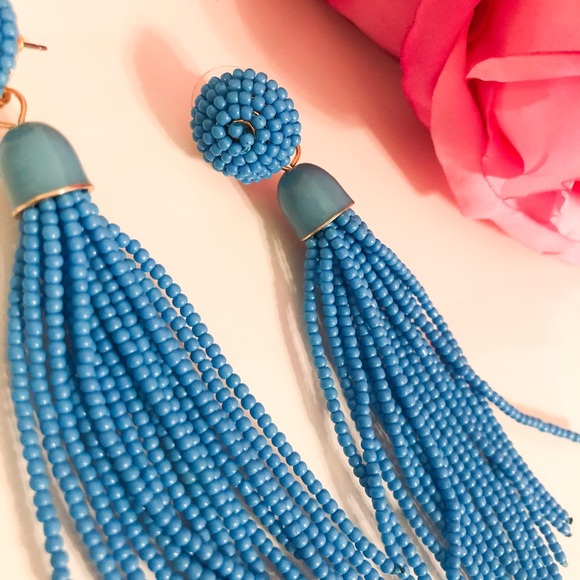 BaubleBar Blue Beaded Tassel Earrings - Picture 4 of 10